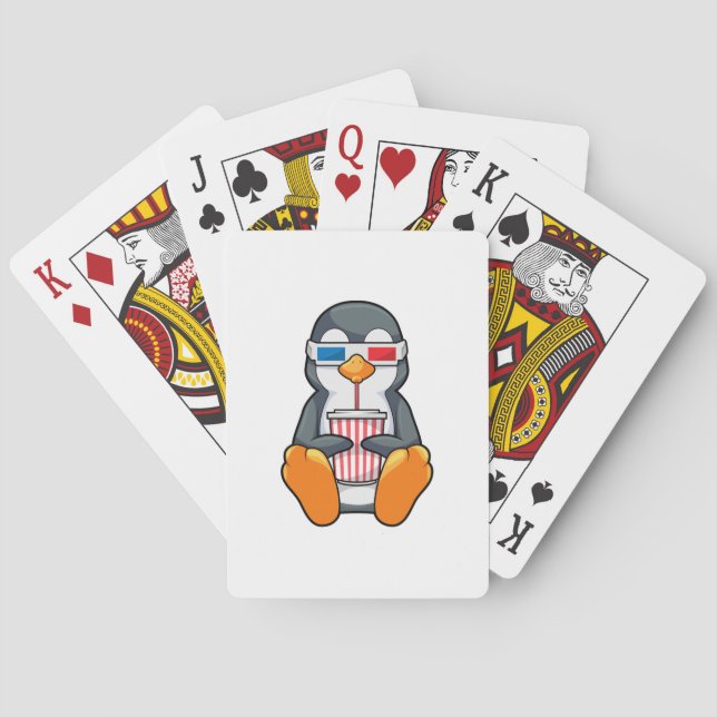 Penguin Cinema Glasses Drinking cup Playing Cards (Back)