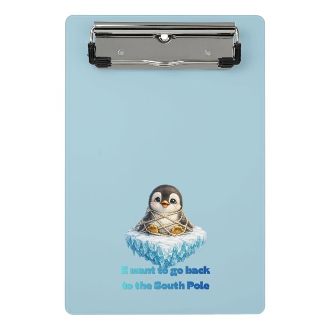 Penguin Climate Change Conservation Design Mini Clipboard (Front)