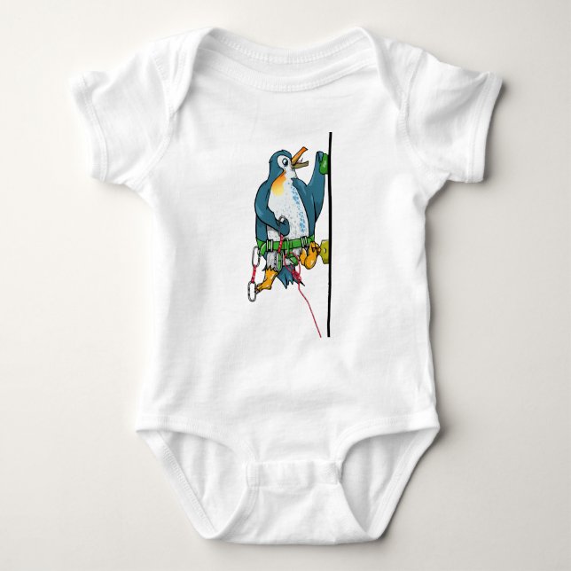 penguin climbing background meduim baby bodysuit (Front)