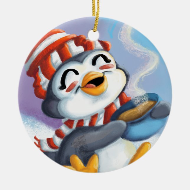 Penguin Cocoa Ornmament Ceramic Tree Decoration (Front)