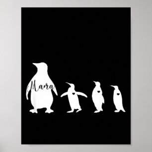 Penguin colony mama and baby mother's day poster