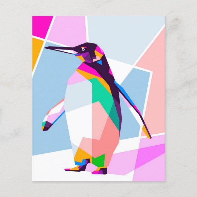 Penguin Colour Geometric | Art Gift (Front)
