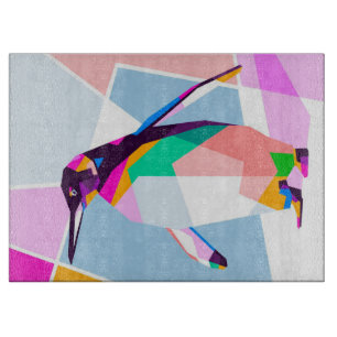 Penguin Colour Geometric Art Gift Cutting Board