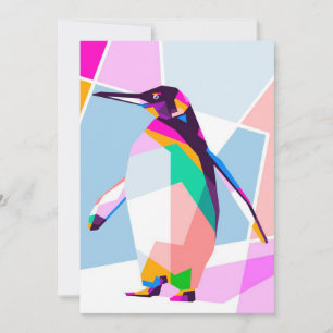 Penguin Colour Geometric Art Gift Holiday Card