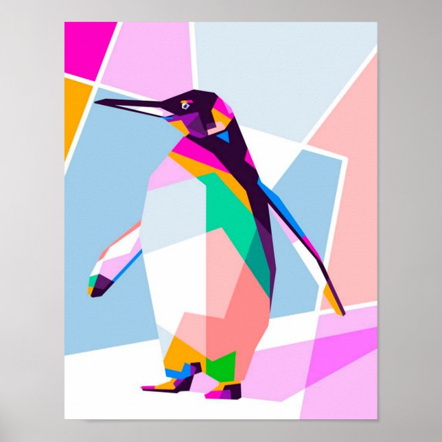 Penguin Colour Geometric | Art Gift Poster (Front)