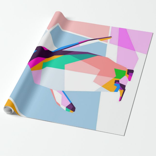 Penguin Colour Geometric | Art Gift Wrapping Paper (Unrolled)