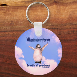 Penguin Confucius Inspirational Quote  Key Ring