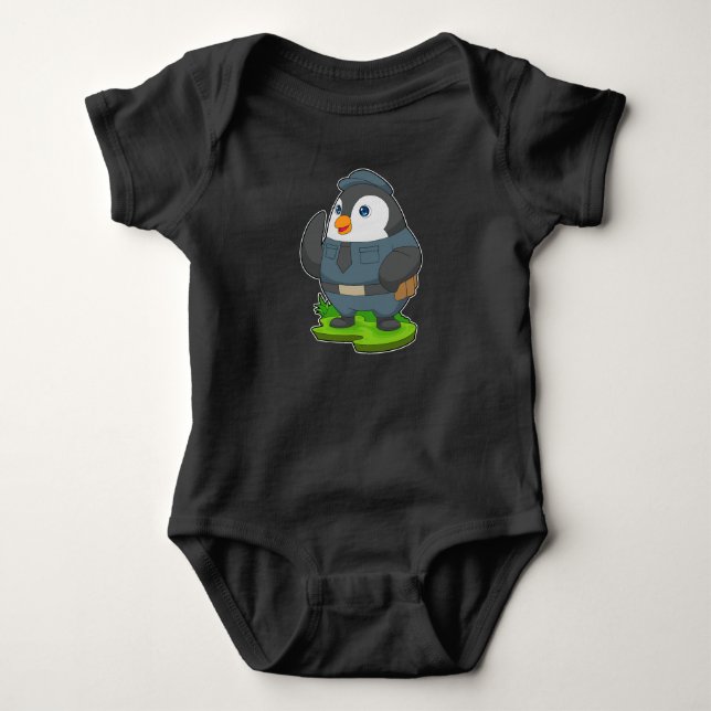 Penguin Cop Police Baby Bodysuit (Front)