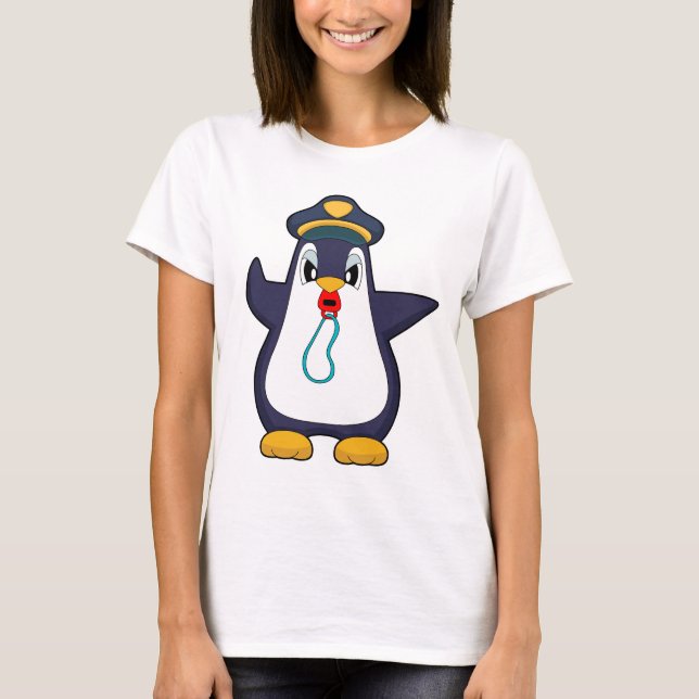 Penguin Cop Whistle Police T-Shirt (Front)