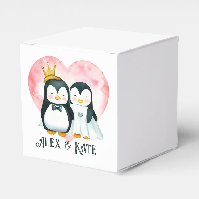Penguin Couple Favour Box (Front Side)
