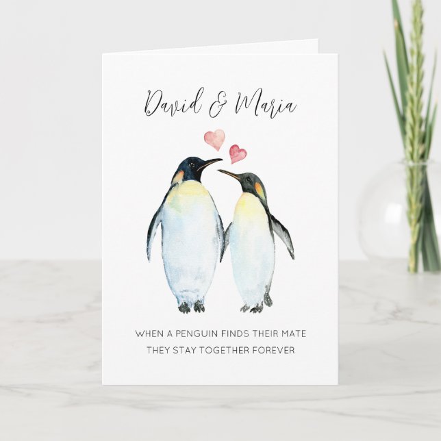 Penguin Couple Love You Forever Anniversary Card (Front)