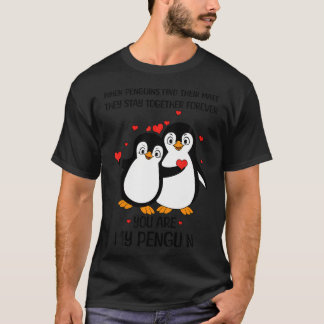 Penguin Couple Lover Matching Hearts Day Happy Val T-Shirt