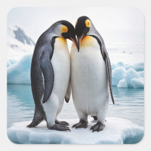Penguin Couple On An Iceberg Square Sticker