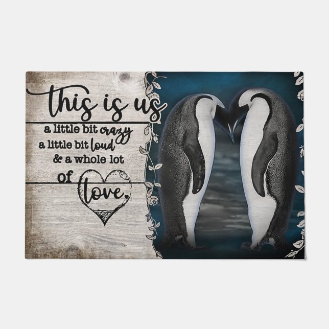 Penguin Couples Doormat, Housewarming Gift Doormat (Front)