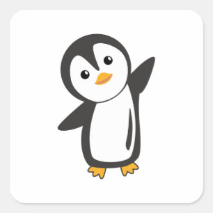 Penguin Cute Animals For Kids Funny Bird Square Sticker