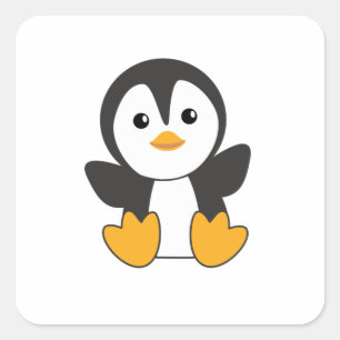 Penguin Cute Animals For Kids Funny Bird Square Sticker