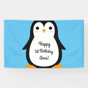 Penguin Cute Winte 1st Birthday Party Banner Decor