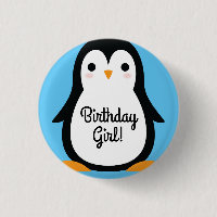 Penguin Cute Winter 1st Birthday Button Pin