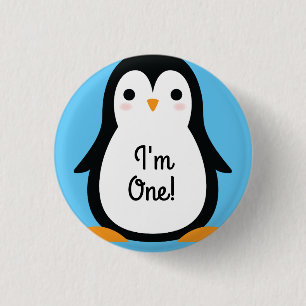 Penguin Cute Winter 1st Birthday Button Pin