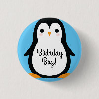 Penguin Cute Winter 1st Birthday Button Pin