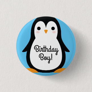 Penguin Cute Winter 1st Birthday Button Pin