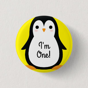 Penguin Cute Winter 1st Birthday Button Pin