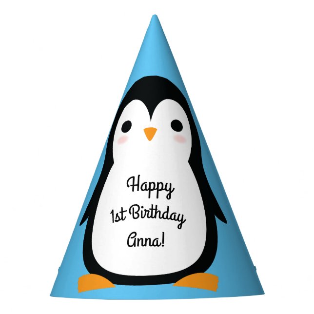 Penguin Cute Winter 1st Birthday Party Hats (Front)