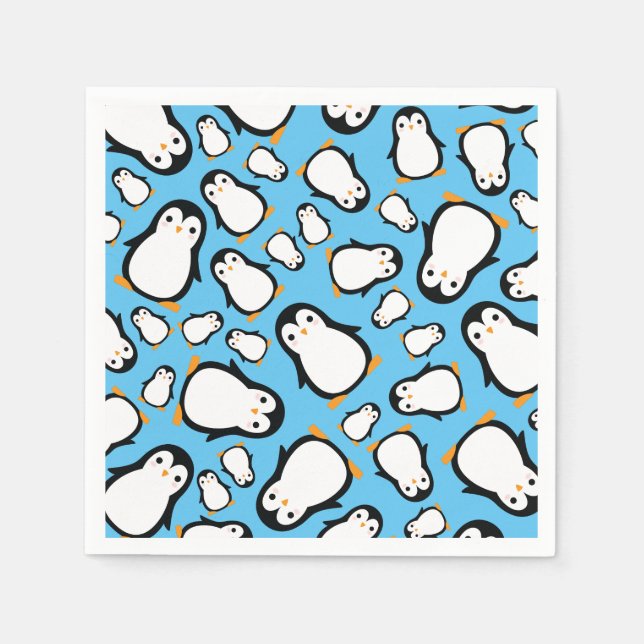 Penguin Cute Winter 1st Birthday Party Napkins (Front)