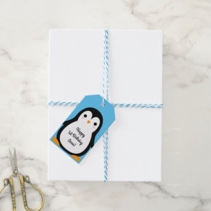 Penguin Cute Winter 1st Birthday Party Thank You Gift Tags