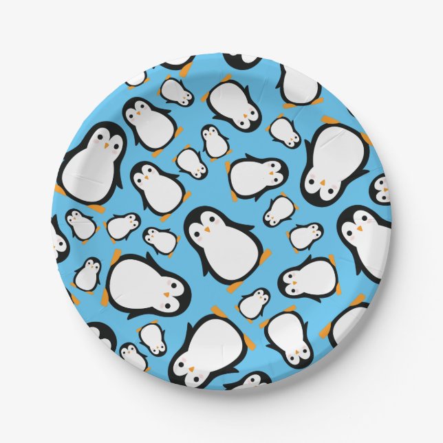 Penguin Cute Winter 1st Birthday Plates (Front)