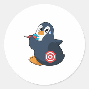Penguin Darts Dart Dartboard Classic Round Sticker