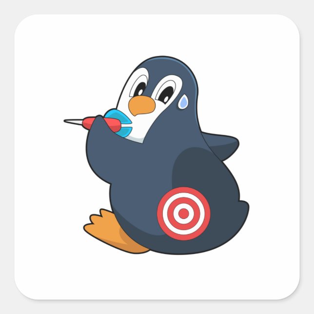 Penguin Darts Dart Dartboard Square Sticker (Front)