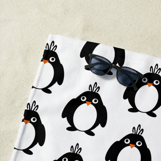 Penguin Design Beach Towel (In Situ)