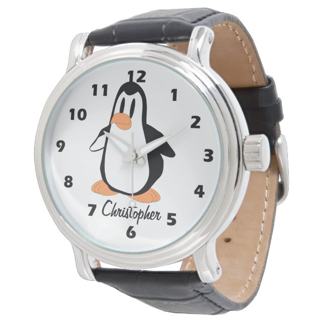 Penguin Design Personalised Watch (Angled)