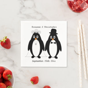Penguin Design Wedding Napkin