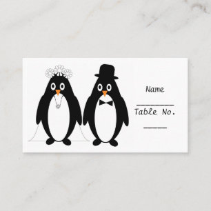 Penguin Design Wedding Place Setting Card
