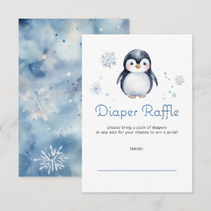 Penguin Diaper Raffle Card – Winter Theme