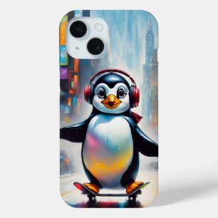 Penguin Digital Art Painting Cool iPhone 15 Case