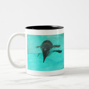 Penguin Diving Two-Tone Coffee Mug