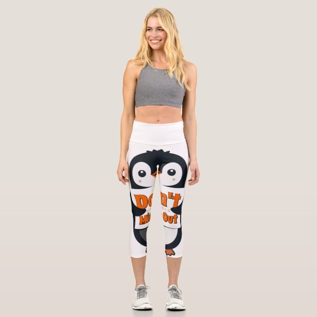 Penguin Don't Miss Out Throw Pillow Capri Leggings (Front)