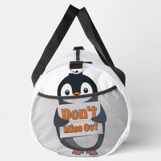 Penguin Don't Miss Out Throw Pillow Duffle Bag