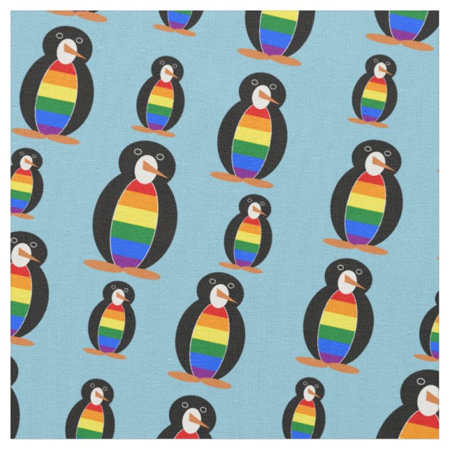 Penguin Dressed in the Gay Pride Rainbow Flag Fabric (Close Up)