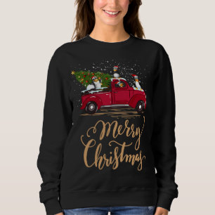 Penguin Driving Christmas Tree Red Truck Penguin C Sweatshirt