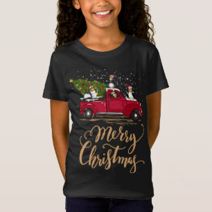 Penguin Driving Christmas Tree Red Truck Penguin C T-Shirt