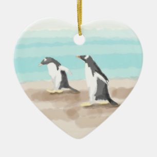 Penguin Duo Heart Ornament