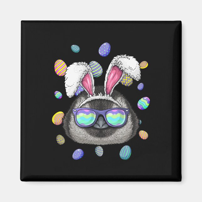Penguin Easter Bunny Ears Funny Easter Eggs Huntin Magnet (Front)
