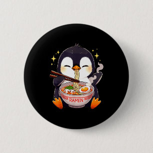 Penguin Eating Ramen  6 Cm Round Badge