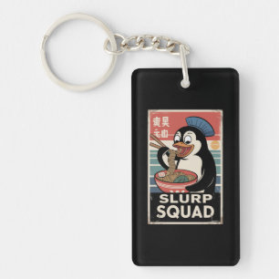 Penguin Eating Ramen Funny Slurp Squad Key Ring