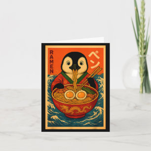Penguin Eating Ramen Japanese Noodles Funny  Card