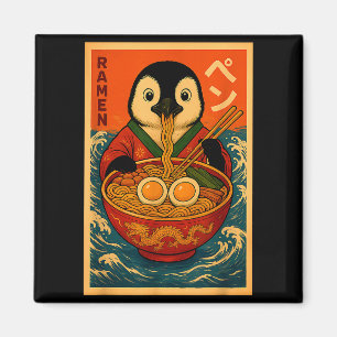 Penguin Eating Ramen Japanese Noodles Funny Magnet